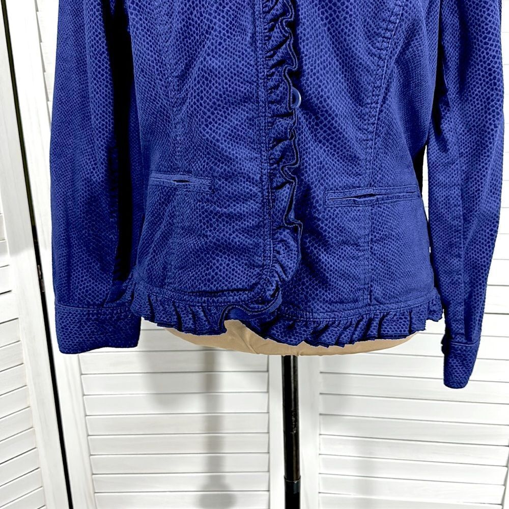 Chico's Corduroy Jacket Size 1 (8) Snake Print Stretch Ruffled - Picture 12 of 15